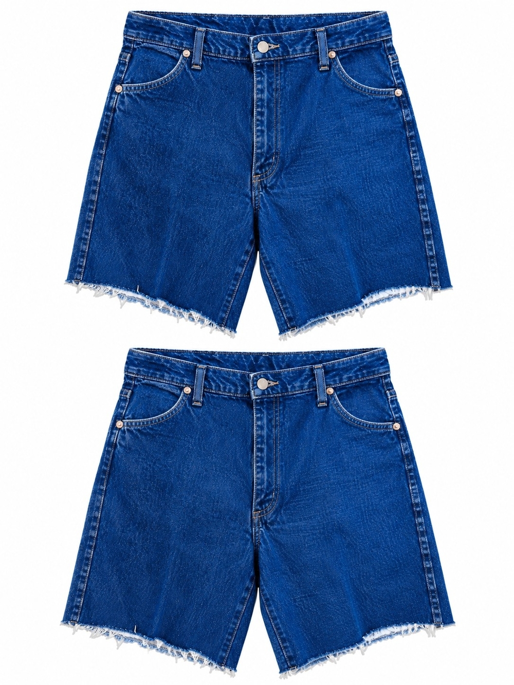 Wrangler Men’s 38 Blue Denim Cutoff Jorts Raw Hem Shorts 937STR 947STR